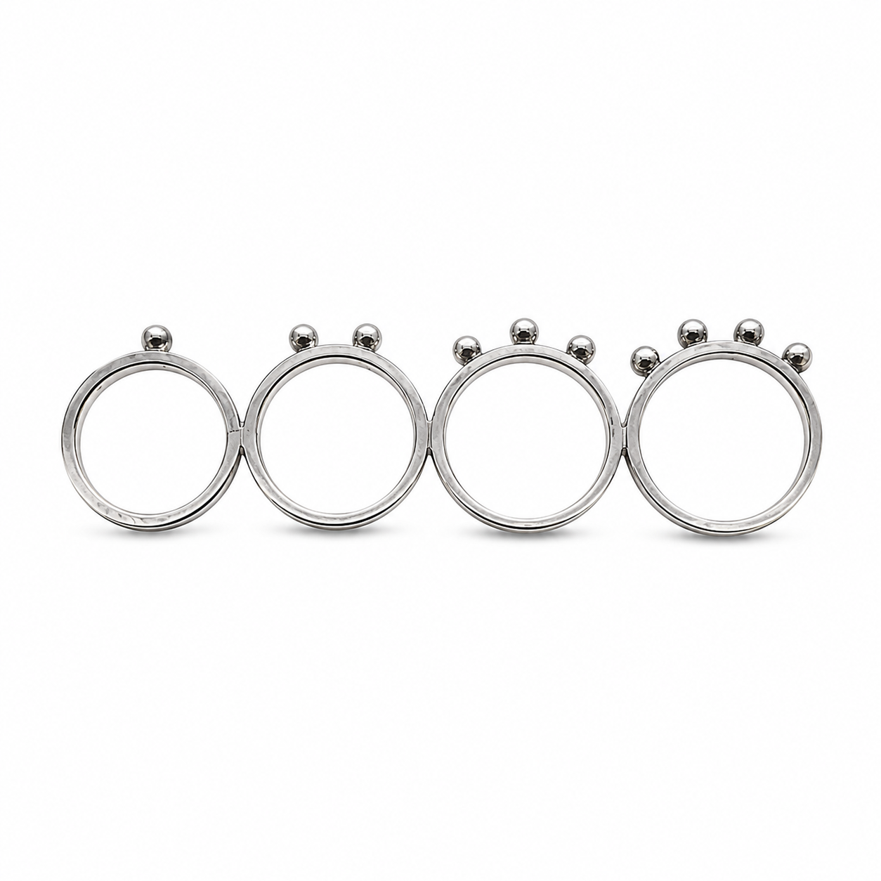 Pompon Parade - 925 Silver Connected Rings by Bed of Stones Jewelry
