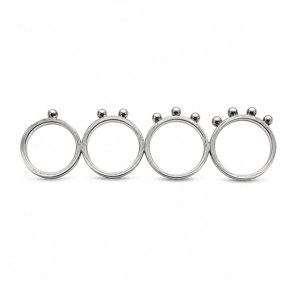 Pompon Parade - 925 Silver Connected Rings by Bed of Stones Jewelry
