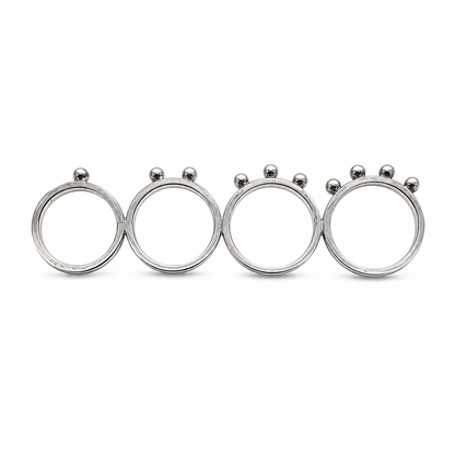 Pompon Parade - 925 Silver Connected Rings by Bed of Stones Jewelry
