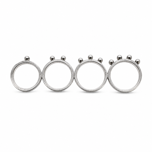Pompon Parade - 925 Silver Connected Rings by Bed of Stones Jewelry
