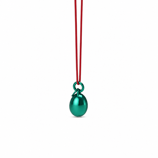 Minimalist Green Metallic Pendant - Sterling Silver with Green Lacquer