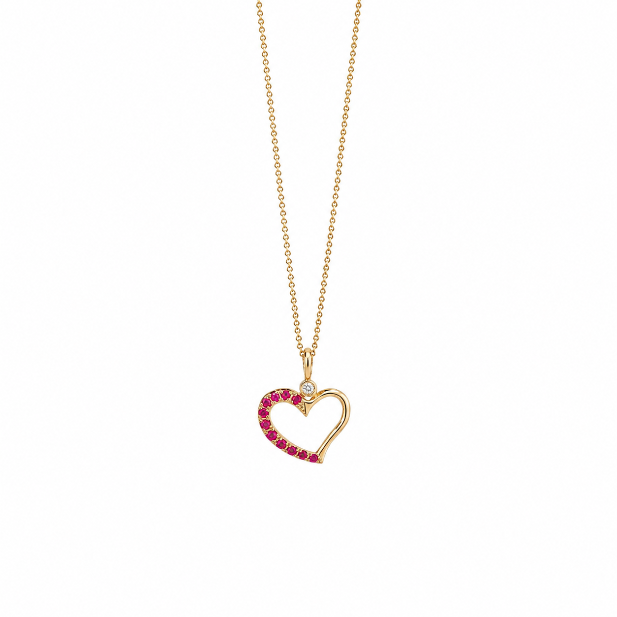 Rosé Heart - 18K Gold Pendant with Pink Sapphire & Diamond