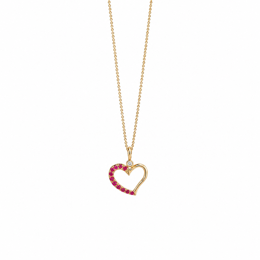 Rosé Heart - 18K Gold Pendant with Pink Sapphire & Diamond