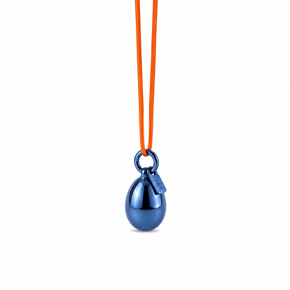Minimalist Blue Metallic Pendant - Sterling Silver with Blue Lacquer by Bed of Stones Jewelry
