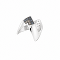 Obsidian Edge - Sterling Silver (925) Ring with Obsidian & Black Diamonds