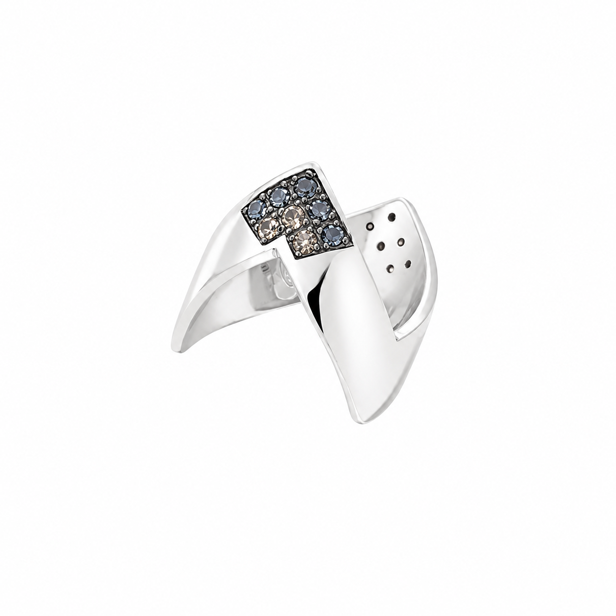 Obsidian Edge - Sterling Silver (925) Ring with Obsidian & Black Diamonds by Bed of Stones Jewelry
