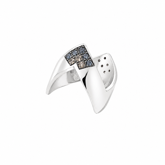 Obsidian Edge - Sterling Silver (925) Ring with Obsidian & Black Diamonds