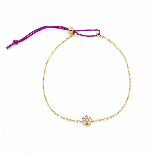Rosette - 18K Gold Bracelet with Amethysts by Bed of Stones Jewelry