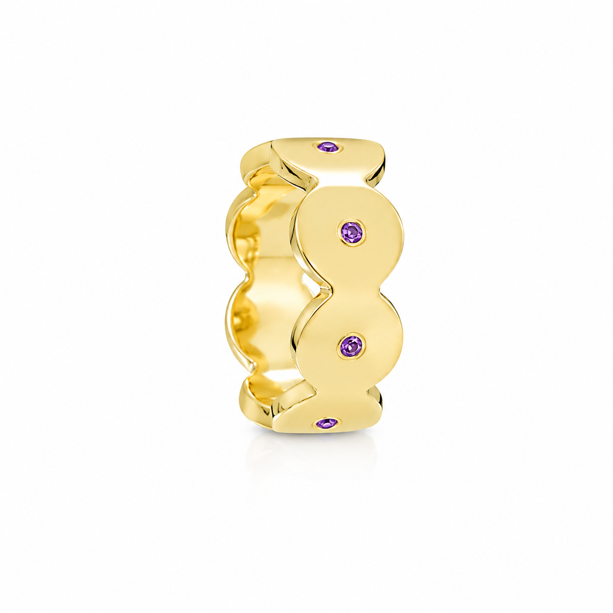 Golden Orchid Band - Sterling Silver & 18K Gold Plated with Amethysts