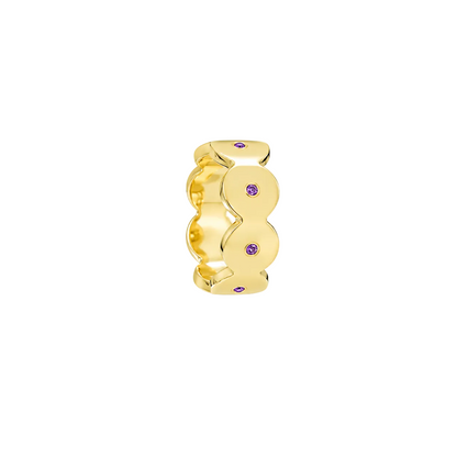 Golden Orchid Band - Sterling Silver & 18K Gold Plated with Amethysts by Bed of Stones Jewelry
