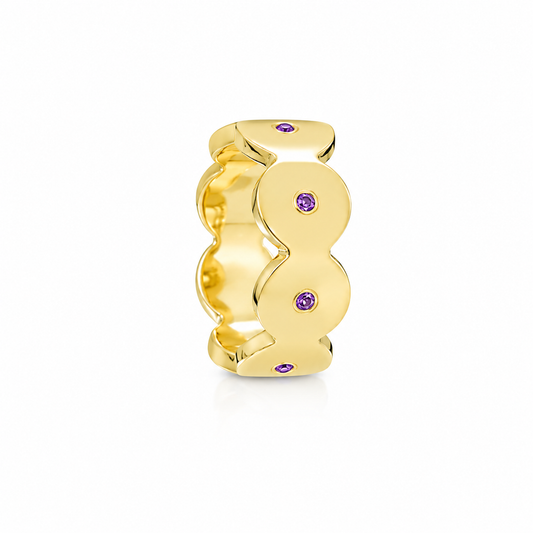 Golden Orchid Band - Sterling Silver & 18K Gold Plated with Amethysts