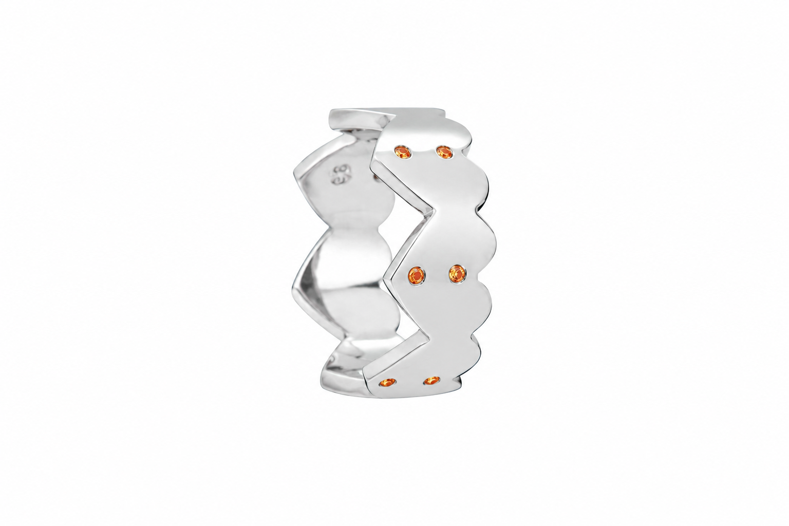 Orange Echo Heart Band - Sterling Silver with Orange Sapphires by Bed of Stones Jewelry

