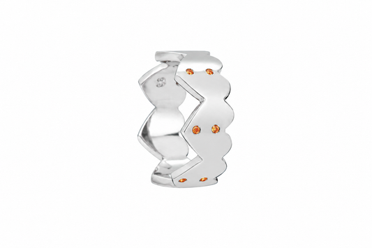 Orange Echo Heart Band - Sterling Silver with Orange Sapphires by Bed of Stones Jewelry
