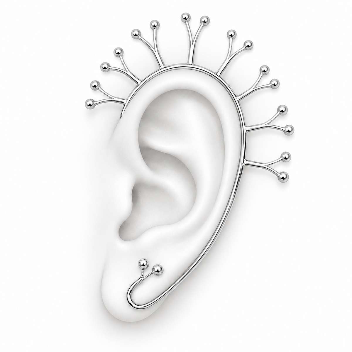 Celestial Crown Ear Cuff by Bed of Stones Jewelry, illustration showing ear placement