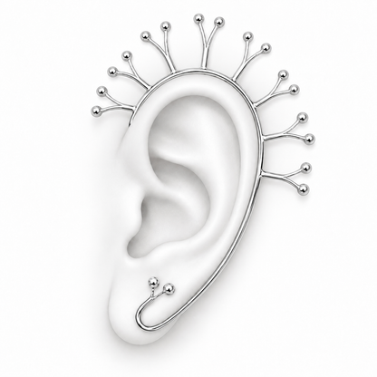 Celestial Crown Ear Cuff by Bed of Stones Jewelry, illustration showing ear placement