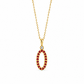 Crimson Oval Drop - 18K Gold Pendant with Rubies & White Diamonds