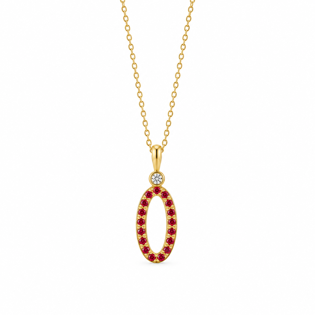 Crimson Oval Drop - 18K Gold Pendant with Rubies & White Diamonds by Bed of Stones Jewelry
