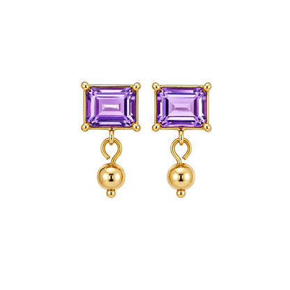 Amethyst Glow - 18K Gold Earrings with Amethyst by Bed of Stones Jewelry
