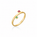 Motion Squares - 18K Gold Ring with Ruby & Emerald