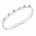 Dance  Tourmaline - Sterling Silver (925) Palm Bangle Bracelet with Tourmaline