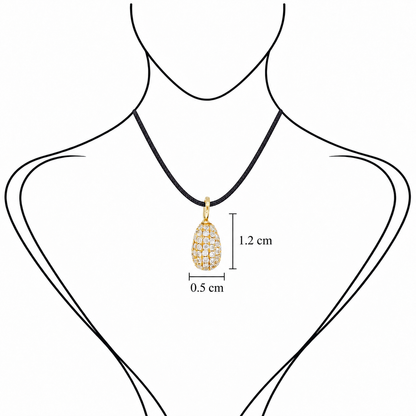 Diamond Sheen - 18K Gold Pendant with White Diamonds by Bed of Stones Jewelry, illustration showing pendant placement