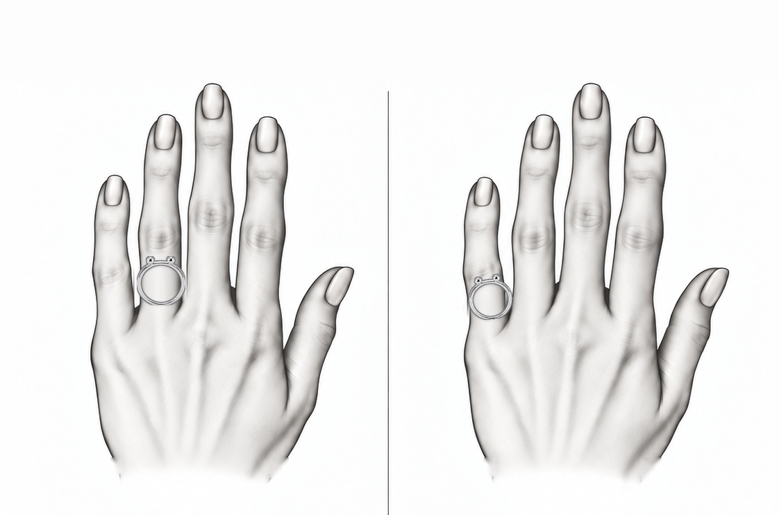 Dot Duo Ring - Sterling Silver by Bed of Stones Jewelry, illustration showing ring placement