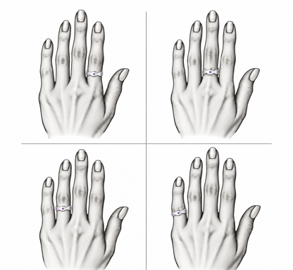 Dune Glint Band - Sterling Silver with Amethysts by Bed of Stones Jewelry, illustration showing ring placement