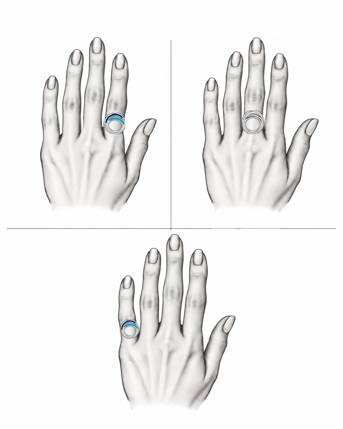 Duo Wave Band - Sterling Silver with Enamel by Bed of Stones Jewelry, illustration showing ring placement