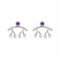Violet Swing Studs - Sterling Silver (925) with Amethyst