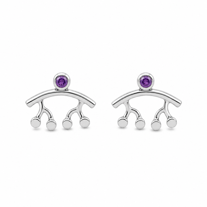 Violet Swing Studs - Sterling Silver (925) with Amethyst by Bed of Stones Jewelry

