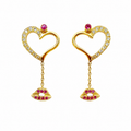 Cosmic Love Drops - 18K Gold Earrings with Diamonds & Pink Sapphires