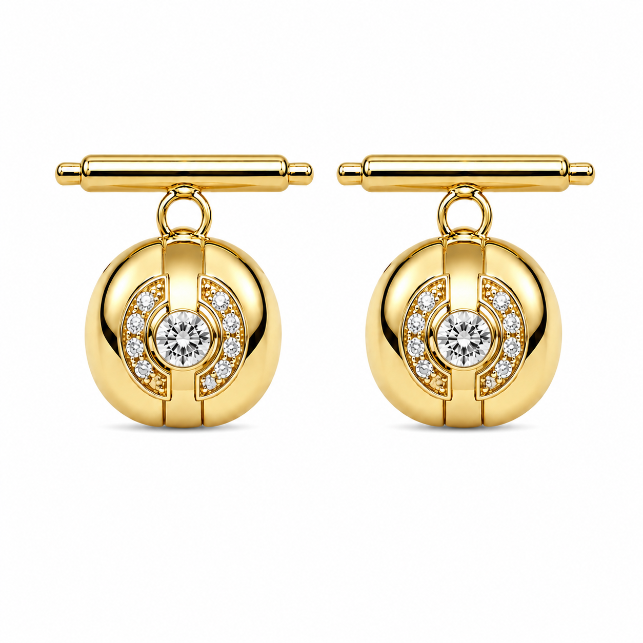Diamond Dial Cufflinks - 18K Gold with Diamonds