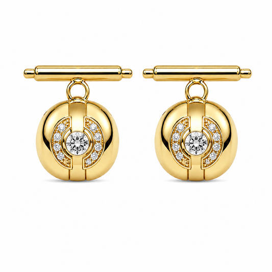 Diamond Dial Cufflinks - 18K Gold with Diamonds
