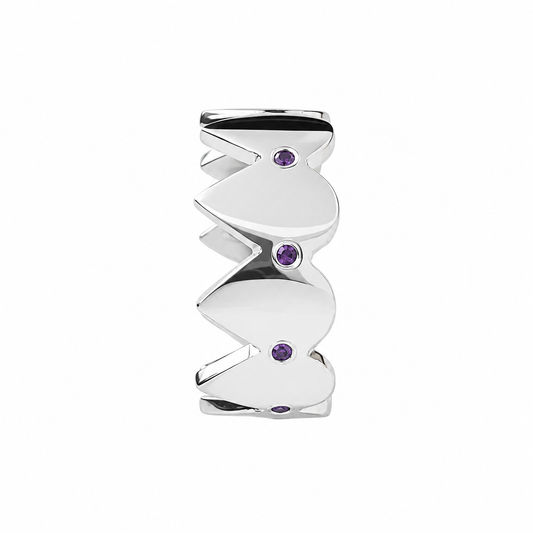 Serrated Amethyst Band - Sterling Silver with Amethysts by Bed of Stones Jewelry