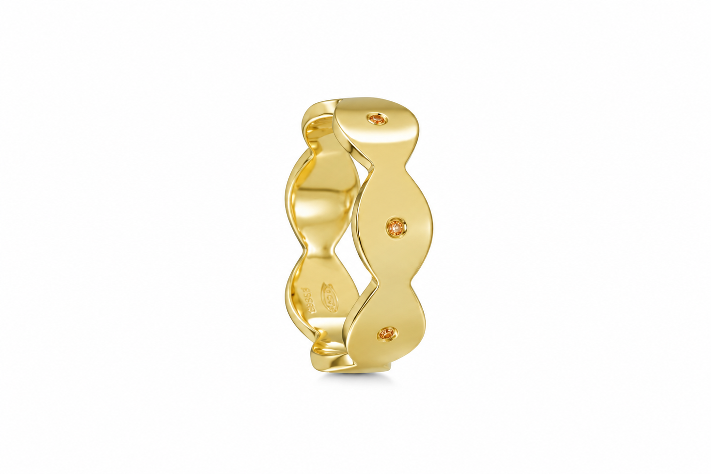 Dune Glint Band - Sterling Silver & 18K Gold Plated with Orange Sapphires by Bed of Stones Jewelry
