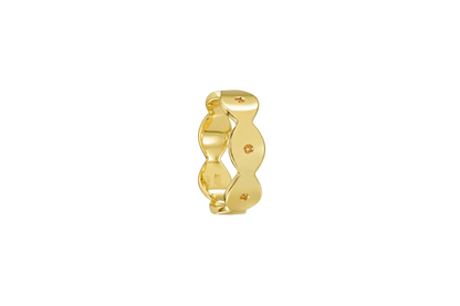 Dune Glint Band - Sterling Silver & 18K Gold Plated with Orange Sapphires by Bed of Stones Jewelry
