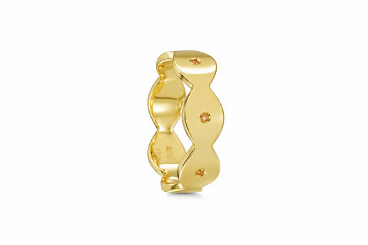 Dune Glint Band - Sterling Silver & 18K Gold Plated with Orange Sapphires by Bed of Stones Jewelry
