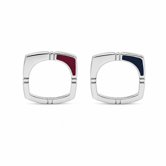 Rouge Noir Duo Ring - Sterling Silver with Enamel by Bed of Stones Jewelry
