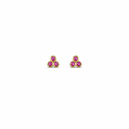 Pink Trillium - 18K Gold Earrings with Pink Sapphires by Bed of Stones Jewelry
