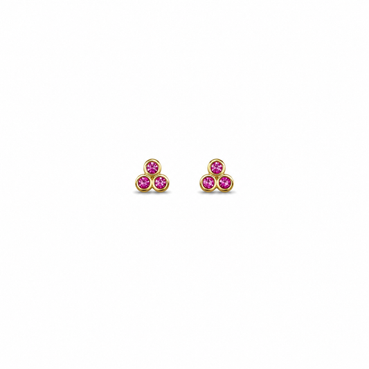 Pink Trillium - 18K Gold Earrings with Pink Sapphires
