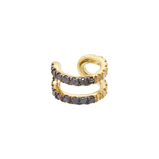 Ear cuff in 18k y. gold ,0.11 carat  black diamond & 0.11 carat  white diamond