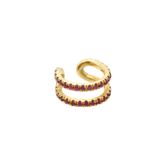 Ear cuff in 18k y. gold ,0.19 carat  rubies