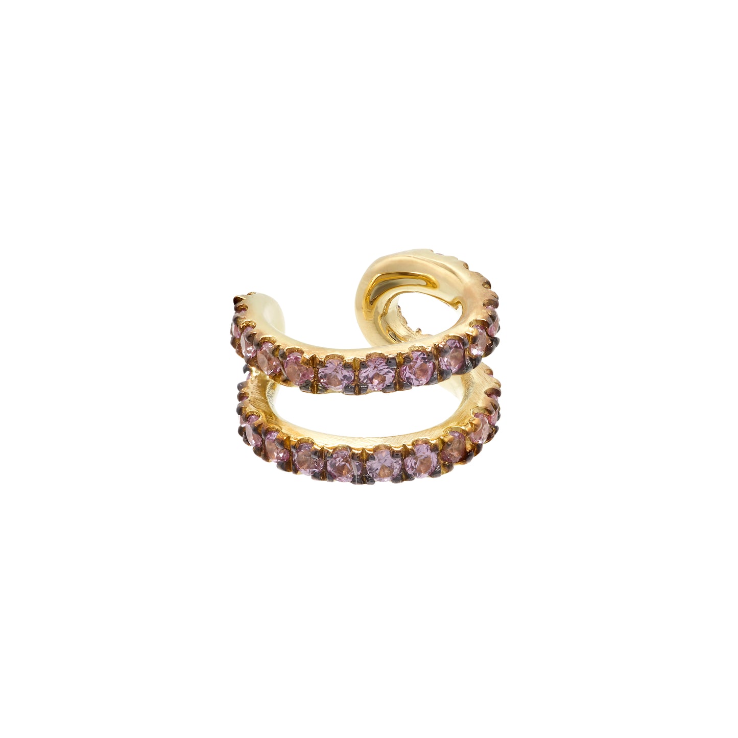 Ear cuff in 18k y. gold ,0.21carat pink sapphire