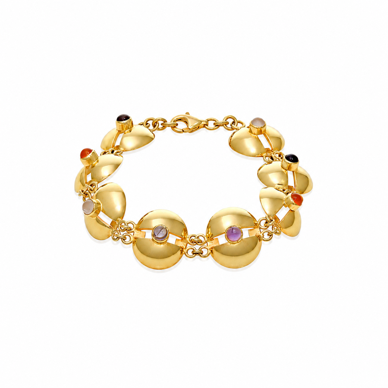 Mushroom Muse - Sterling Silver Bracelet with Semiprecious Stones by Bed of Stones Jewelry