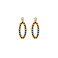 Blue Sapphire Oval Drops - 18K Gold Earrings with Blue Sapphires & Diamonds