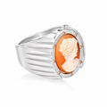 Cameo Reverie - Sterling Silver (925) Ring with Cameo & Orange Sapphires