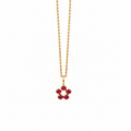 Rosette Charm - 18K Gold Pendant with Rubies