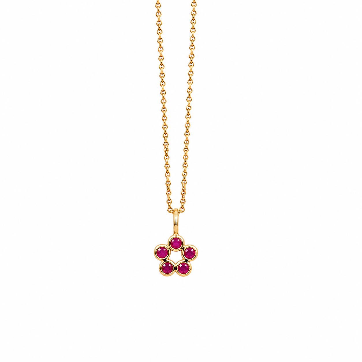 Rosette Charm - 18K Gold Pendant with Rubies by Bed of Stones Jewelry
