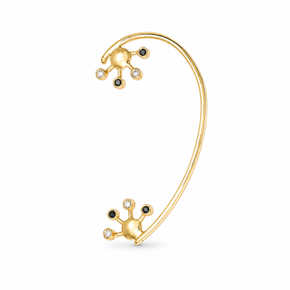Nova Loop - 18K Gold Ear Cuff with Black & White Diamonds by Bed of Stones Jewelry
