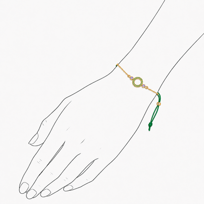 Gem Light 18K Gold Bracelet by Bed of Stones Jewelry, illustration showing wrist placement